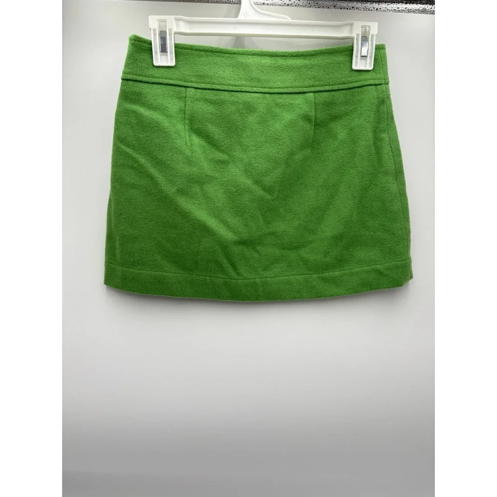 GapKids Girls 14 Green Wool Blend Lined Mod Mini Skirt Buttons Preppy